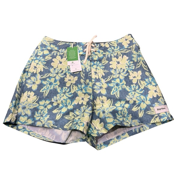 Rhythm Blue and Green Floral Surf Shorts Free People US Sz 8 made in Australia - Picture 4 of 10